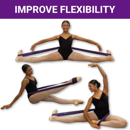 Stretch Bands Set of 2 for Ballet, Dancers, Gymnastics .Resistance Bands to Improve Flexibility, Splitting and Strenght. 3 Colors, Gift Box, Instruction Booklet, Carry Bag Including.