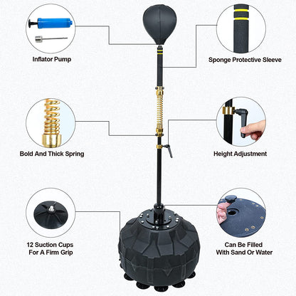 Boxing Fast Respond Speed Bar Heavy Duty Punching Equipment Adjustable Height from 57"~74.8" Boxing Skills Training Free Standing